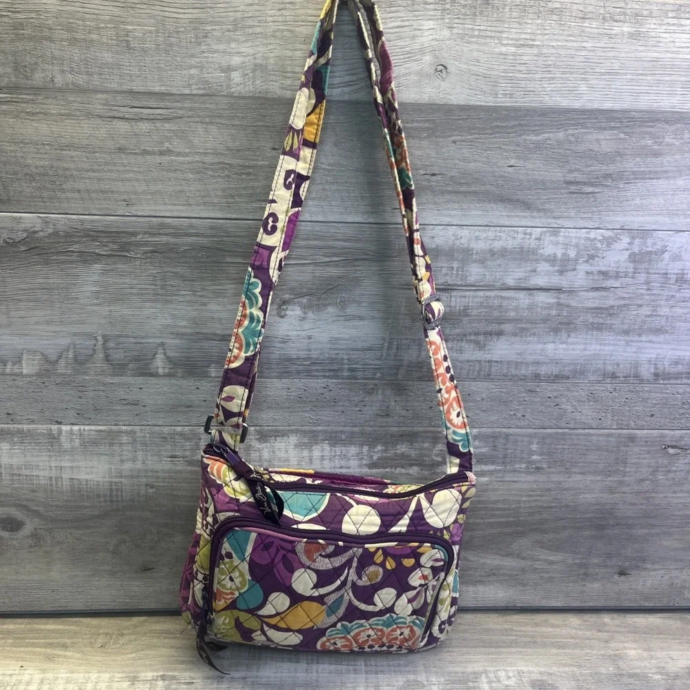 Retired Vera Bradley Plum Crazy Pattern Little Hipster Crossbody Bag Purse 2013